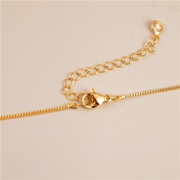 Bubble Gold Initial Necklace | 14K Gold Plated Box Chain - Picture 6 of 6